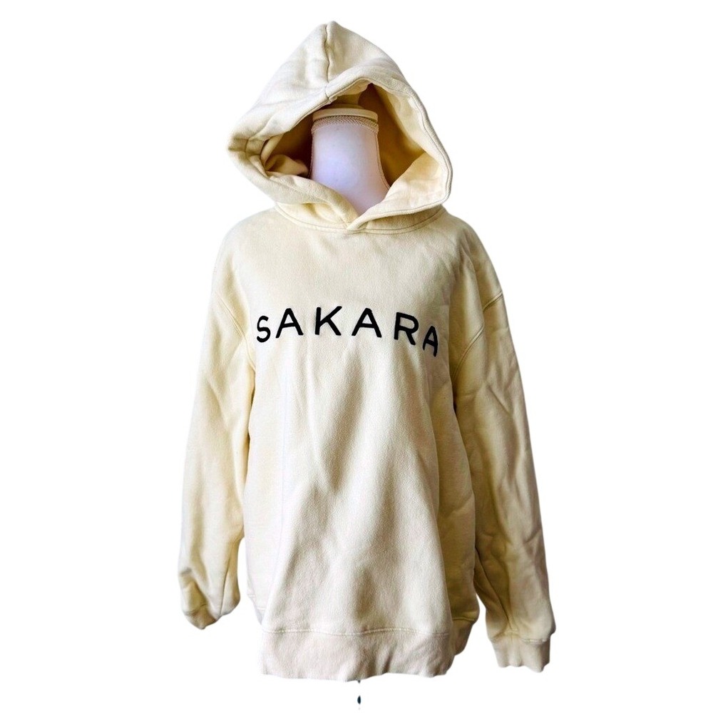 Sakara Hoodie Cream Pullover Sweatshirt Sz XL